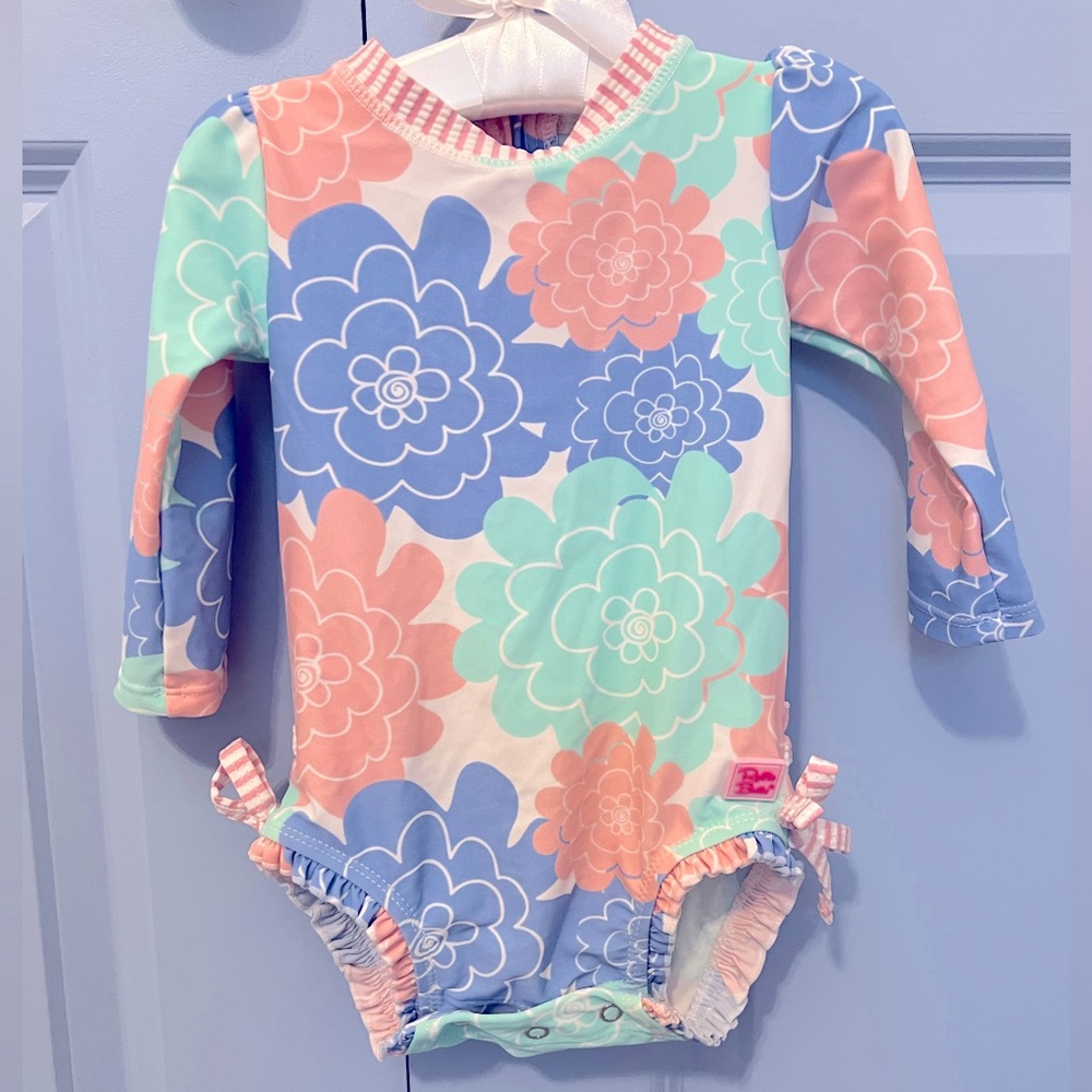 Ruffle Butts Long Sleeve One Piece Rash Guard Swimsuit 6-12 month